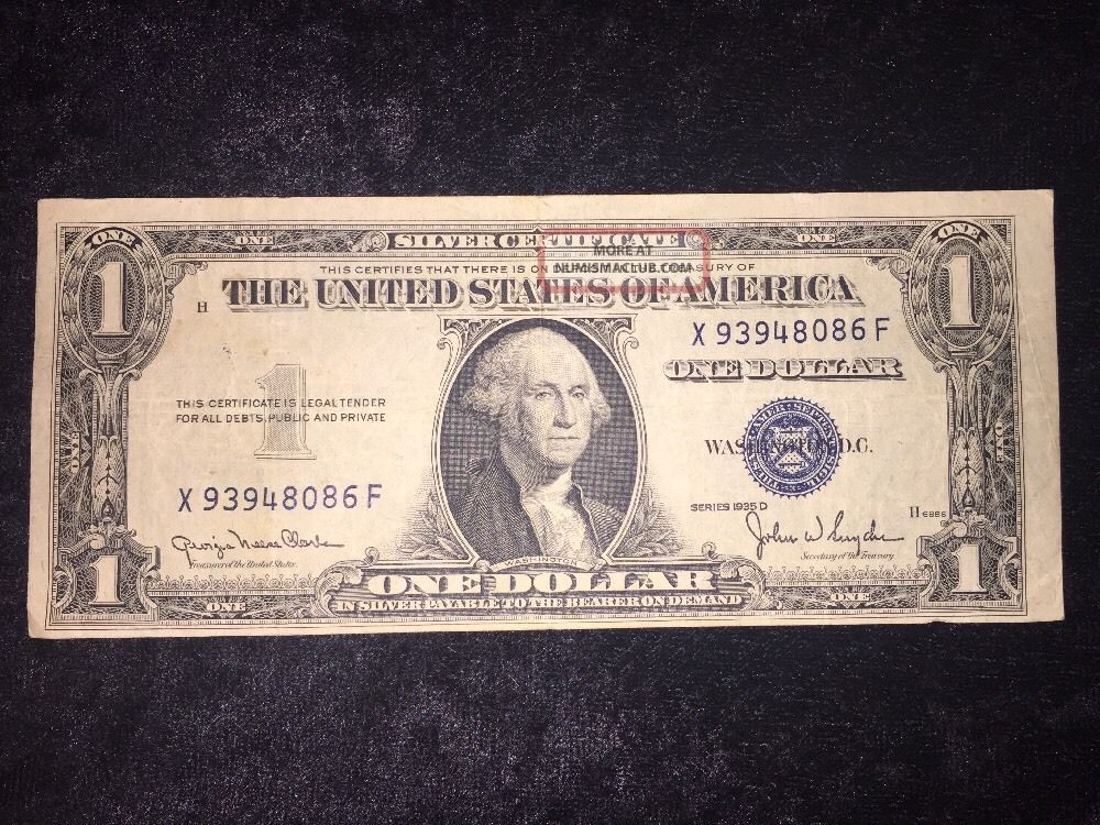 1935 D $1 Silver Certificate X93948086f Small Size Notes photo