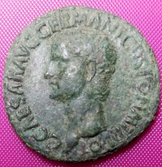 Gaius Caligula,  37 - 41 Ad,  Ae As,  Reverse Vesta. photo