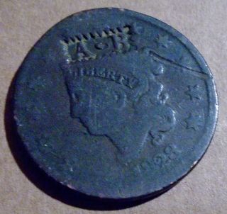 Unlisted? 1823 Draped U.  S.  Large Cent Coin Countermarked A & B Stamp Bernabe,  Eo photo