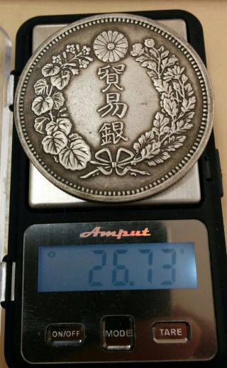 Japan Meiji 1en Silver Coin 1877 Year Meiji 10nen Trade Dollar 09 photo