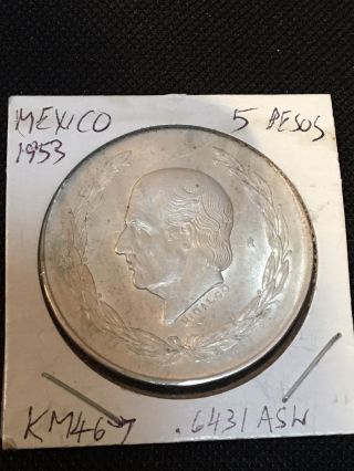 1953 Mexico Silver 5 Pesos photo