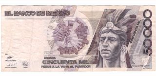 Mexico 50000 Pesos Cuauhtemoc 1990 P - 93b F Serie Gz photo