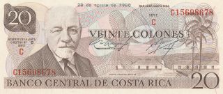 Central Bank Costa Rica 20 Colones 1980 Gem Unc photo