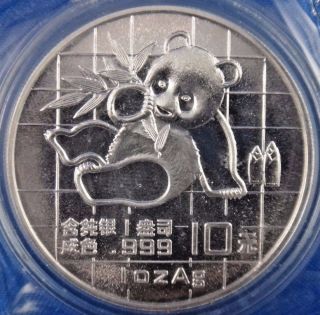 1989 China 10 Yuan Panda Silver Coin photo
