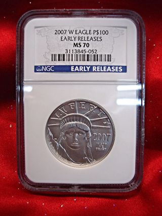 2007 W U.  S.  Platinum $100 (1 Oz. ) Burnished Eagle - Ngc Ms70 Early Release - photo