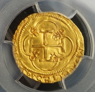 1555,  Charles & Joanna Of Spain.  Gold Escudo Coin.  Seville Pcgs Ms - 61 photo