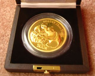 1987 - China - 5oz. , .  999 Gold Panda - With Orginal Box - Low Mintage photo