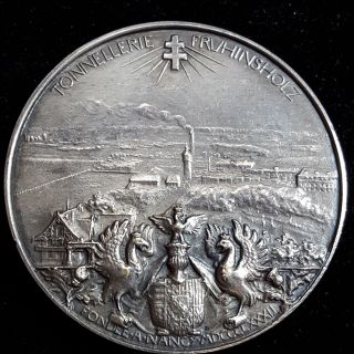 France C.  1900 Paris City View Large Silver Tonnellerie Fruhinsholz Expo Medal photo