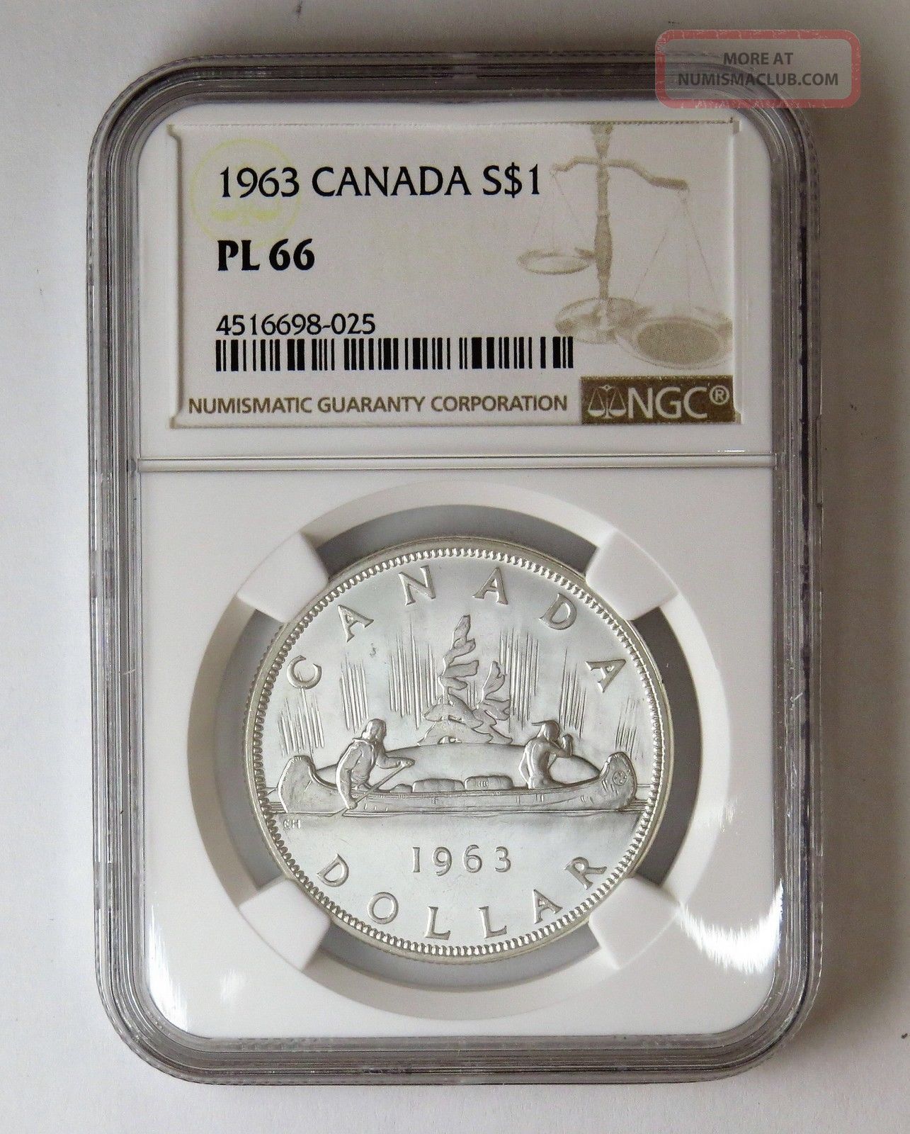 1963 S$1 Canada Silver Dollar Ngc Pl 66 Dollars photo