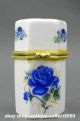 78mm Chinese Colour Porcelain Blue Flos Rosae Rugosae Leaf Fashion Toothpick Box Coins: Ancient photo 2