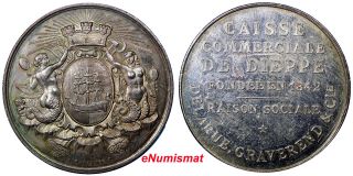 France Nd 1880 Silver Medal Commercial Bank Of Dieppe Aunc 38mm By A.  Chevalier photo