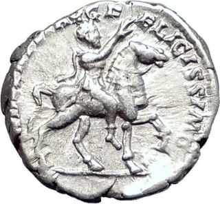 Septimius Severus On Horse 196ad Silver Authentic Ancient Roman Coin I58004 photo