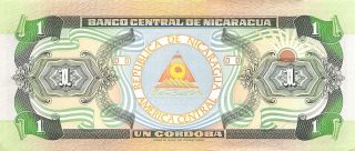 Nicaragua 1 Cordoba 1990 Series A Uncirculated Banknote Wns16j photo