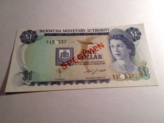 Bermuda 1984 1 Dollars Specimen Note Gem Crisp Unc photo