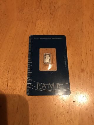 1 Gram Platinum Bar Pamp Swiss Made In Assay Card photo