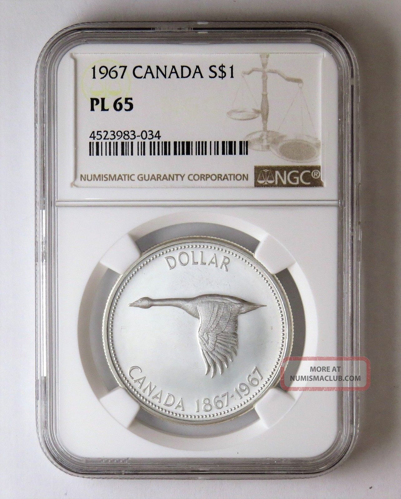 1967 S$1 Canada Silver Dollar Ngc Pl 65 Dollars photo