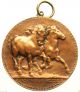 Galloping Belgian Draft Horses - 1926 Antique Art Medal Pendant Signed Jul Lagae Exonumia photo 1