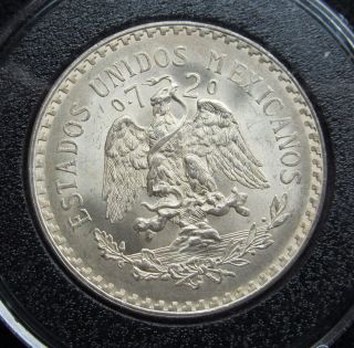 1943 Mexico One Peso In 720 Fine Silver - 17 Gms Unc photo