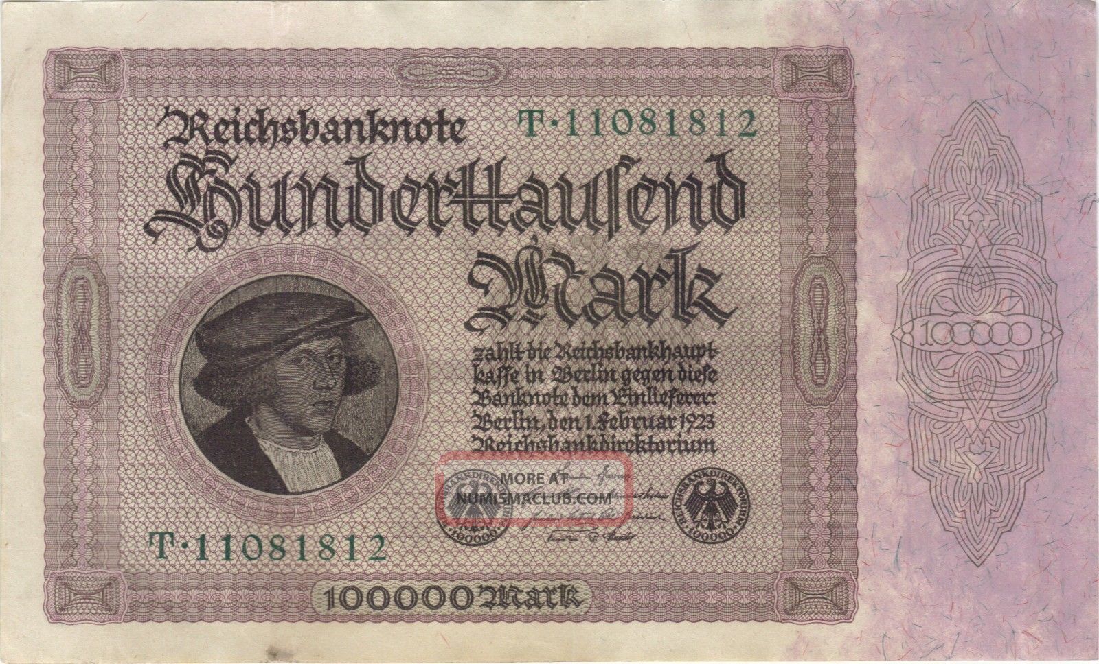 1923 100,  000 Mark Germany Currency Reichsbanknote German Banknote Note Bill Cash Europe photo