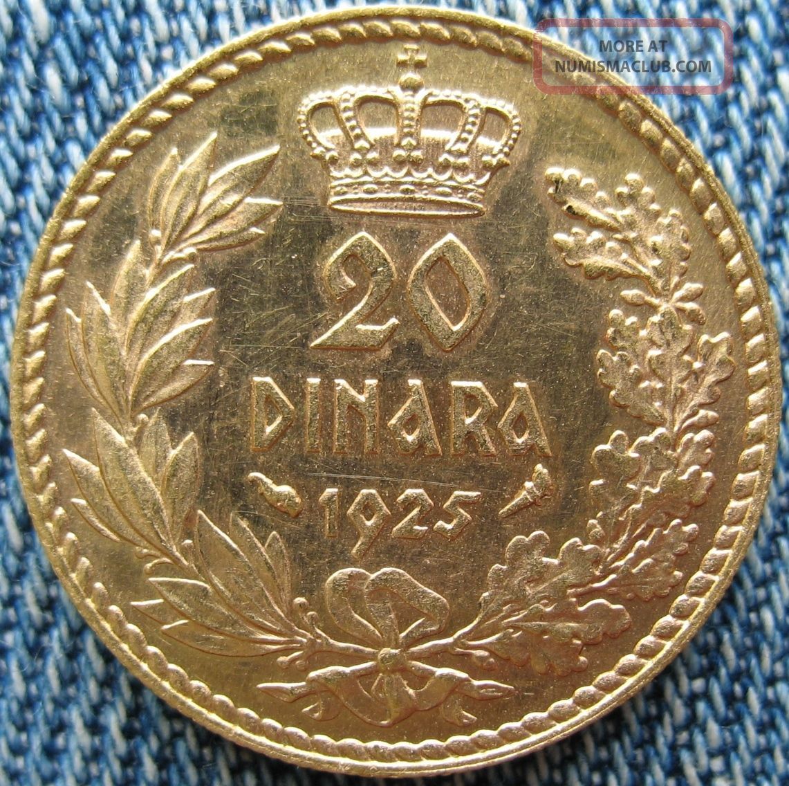 1925 Yugoslavia Gold 20 Dinara Alexander I