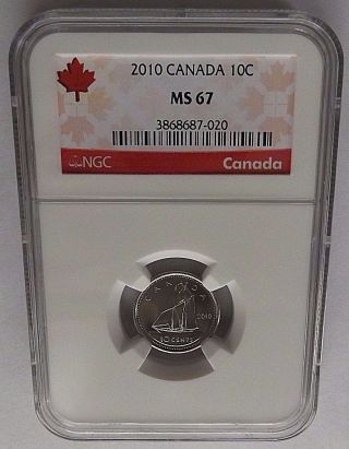2010 Canada Ngc Ms67 Dime Red Canada Label photo
