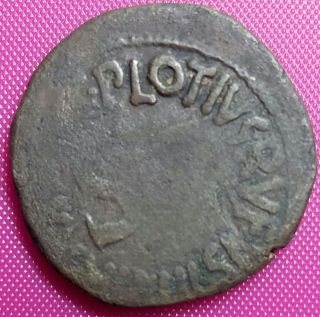 Octavian Augustus,  19 - 16 Bc,  Ae As,  Moneyer C.  Plotius Rufus,  Rare photo