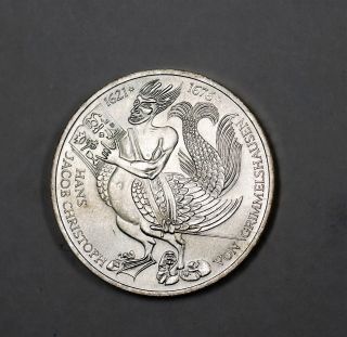 1976 D German 5 Mark Silver Coin Hans Jacob Christoph Von Grimmelshausen Unc photo
