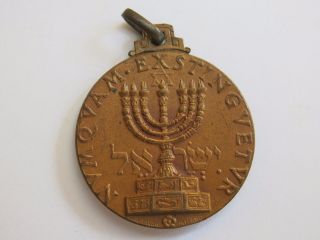 Rare - Italian Holocaust 1945 Medal Medaille With Israel And Jewish Menorah. photo