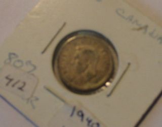 1940 Canadian Dime Coin Canada 10c Silver photo