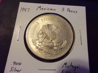 1947 Mexico 5 Pesos Km 465 - -.  900 Silver photo