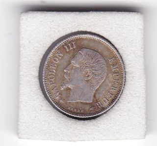 1853 A 20 Centime Silver (90) Coin From France photo