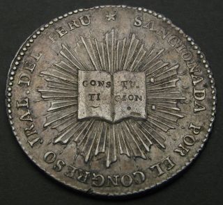 Peru 1/2 Peso Medal 1828 - Silver 2441p photo