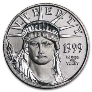 1999 1/10 Oz Platinum American Eagle Coin - Brilliant Uncirculated - In Mylar photo