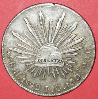 Mexico 1892 Ho Fg - 8 Reales - 643,  000 Mintage (62) photo