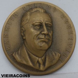 Medallic Art Co.  Franklin Roosevelt 3d Bronze Medal,  32 Mm,  18 Grams - 8771 photo