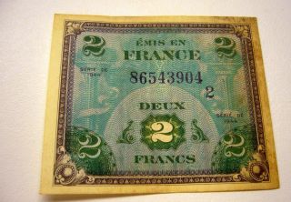 1944 - France - Allied - Military - Currency 2 Franc Banknote photo