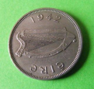 Authentic 1942 Irish Sixpence Coin - Example With Sharp Details - Ireland photo