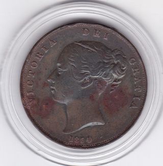 1854 Queen Victoria Penny (1d) Large Copper British Coin photo