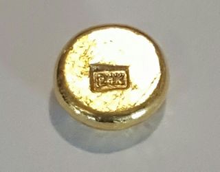 5 Gram.  999 Fine 24k Gold Round - Hand Poured - Hand Stamped - Grimm Metals photo