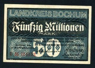 Bochum Landkreis 50 Millionen Mark 15/9/1923 Ef Keller 498.  E photo