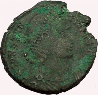 Constantius Ii Constantine The Great Son Big Roman Coin Battle Horse Man I35337 photo