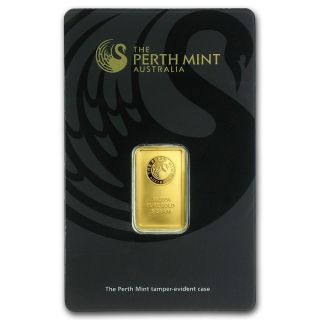 Perth 5 Gram Gold Bar.  9999 Fine In Assay photo