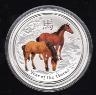 2014 Australia Year Of The Horse 2 Dollars 2 Oz Color.  999 Silver Proof Coin photo