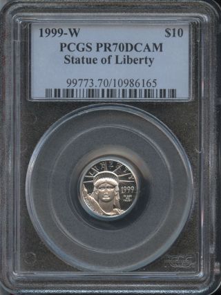 1999 - W Proof Platinum American Eagle 1/10oz $10 Pcgs Pr70dcam - Deep Cameo photo