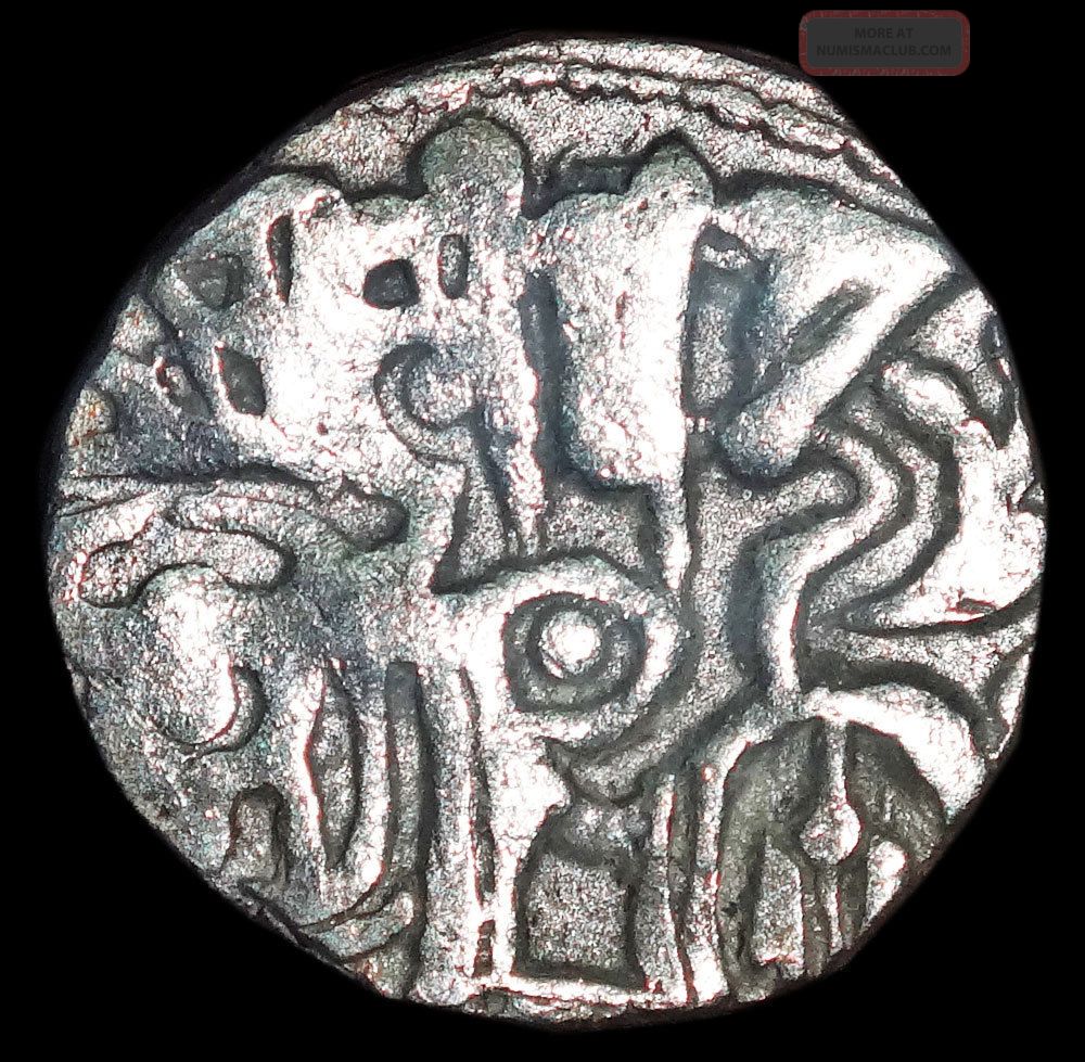 Ancient - Hindu Shahi - Samanta Deva - Horse & Sacred Cow (850 - 1000) Silver Sk6 India photo