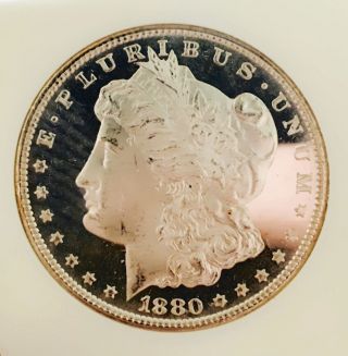 1880 S Morgan Knockout Dmpl Gem Bu,  Flawless Coin Thick Cameo Gem photo