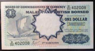 Banknote 1$ 1959 Malaya,  Straits,  Singapore,  Malaysia photo