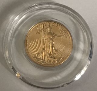 2016 $5 American Gold Eagle Coin 1/10 Oz,  Us,  Usa,  (bu).  999 Fine photo