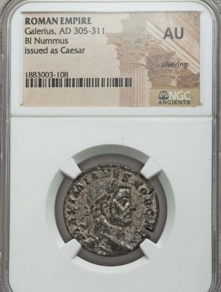 Roman Empire Galerius Bl Nummus Ancient Silver Coin Ngc Au photo