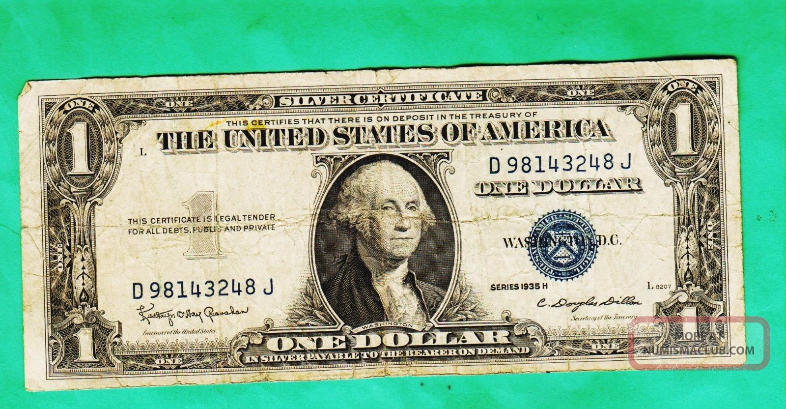Series 1935 H One Dollar Silver Certificate==good Small Size Notes photo